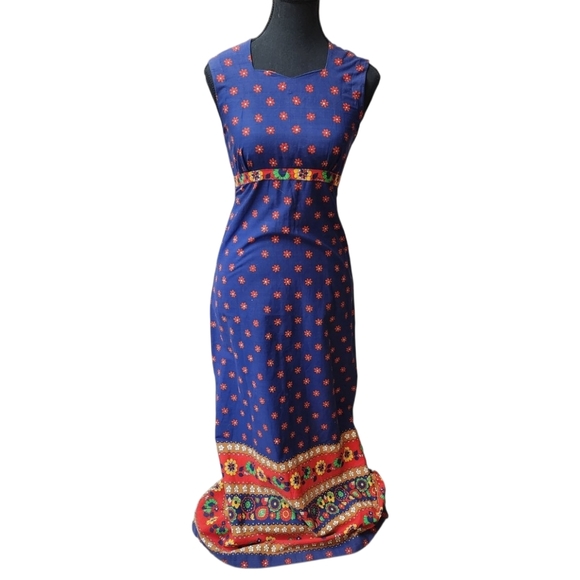 hand made Dresses & Skirts - Authentic Real 60's Hippy Super Vintage Maxi Dress Rare Floral Pattern Woodstock